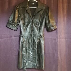 PAIGE Black Leather Mini Dress